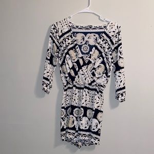 Nautical navy/gold/white romper